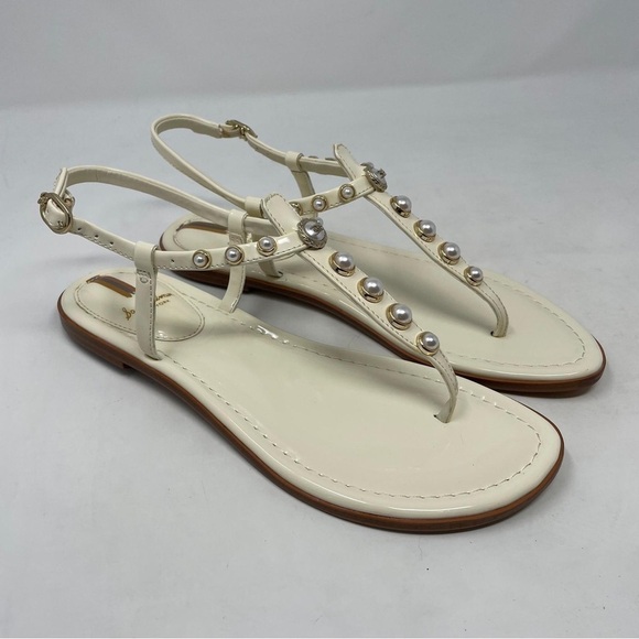 Sam Edelman Gigi Patent Pearl Embellished Thong T- Strap Sandals - NWT - Picture 4 of 11